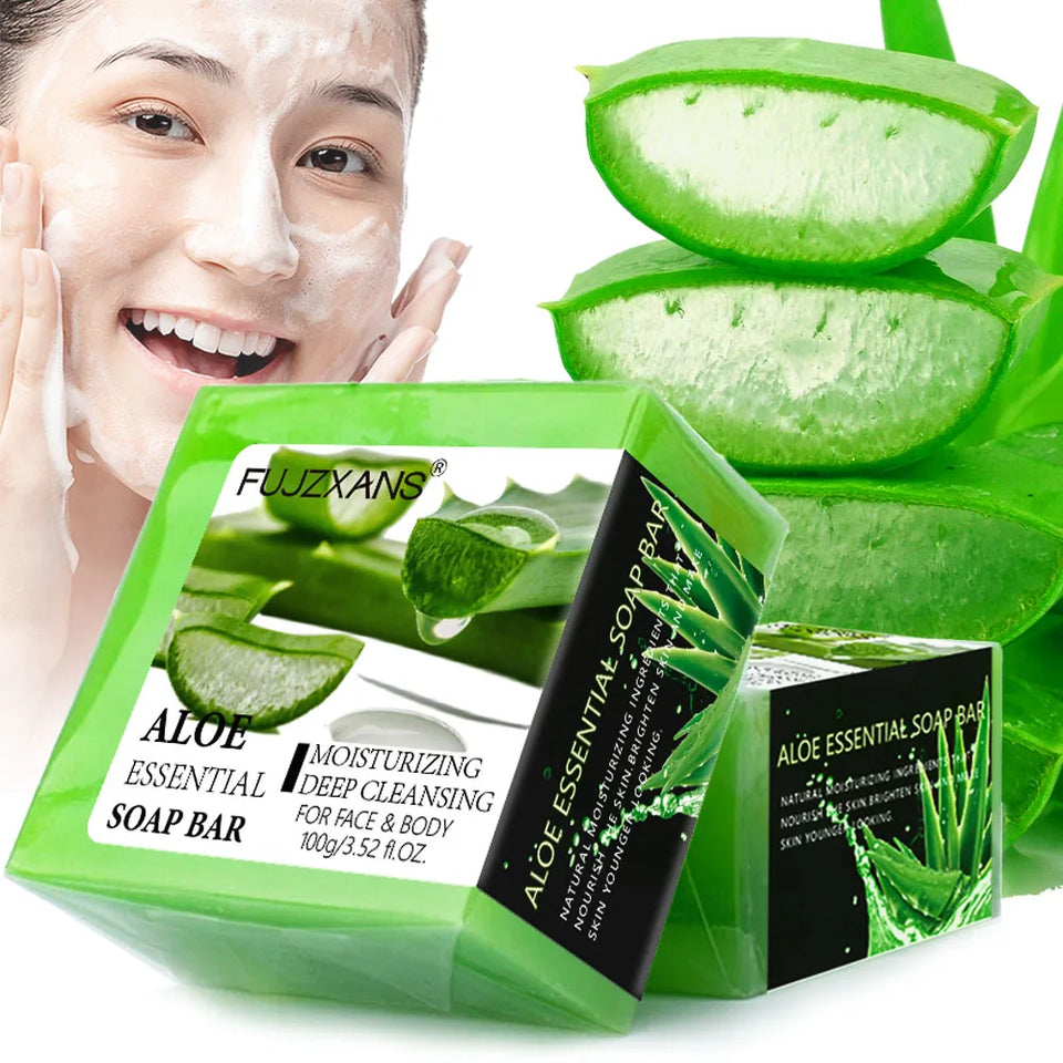 Aloe Vera Soap For Face 100g Facial and Body Moisturizing Cleansing Handmade Soap Bar With Essential Oil
