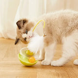 Tumbler Cat Toy Removable Stick Feather Scratching Ball Anti-Bite Turntable Interactive Toy Interesting Pet Supplies