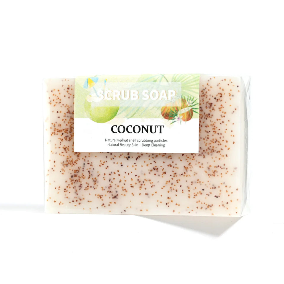 M+Natural Coconut Milk Soap with Frosted Particles, Bright White Essential Oil, Hand Made Soap, Hand Moisturizing, 100% Organic