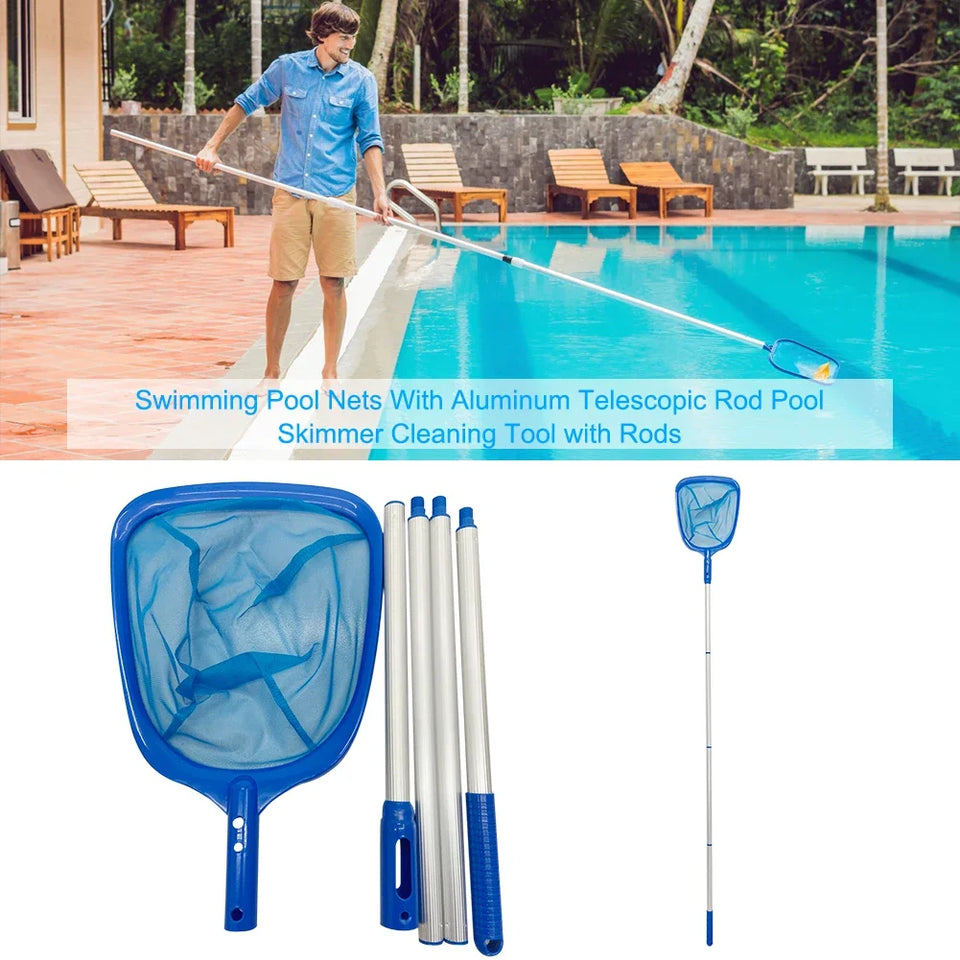 Fish Pond Skimmer Net Telescopic Pool Ponds Cleaning Net Detachable Durable Lightweight Multifunctional Debris Tools Accessories