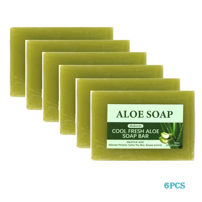 1/2/4/6Pcs Aloe Vera Whitening Soap, Remove Acne, Pimples, Skin Radiant, Improve Skin Luster, Vegan Bath Wash for All Skin Types