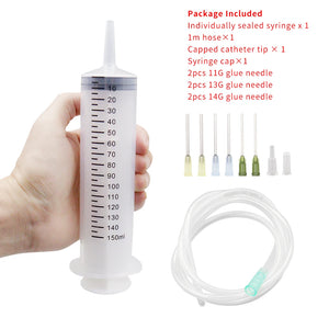 100-550ml Large Syringes With Tube for Liquid Plastic Syringes With Tip Cap for Glue Dispensing, Watering, Refilling, Feeding