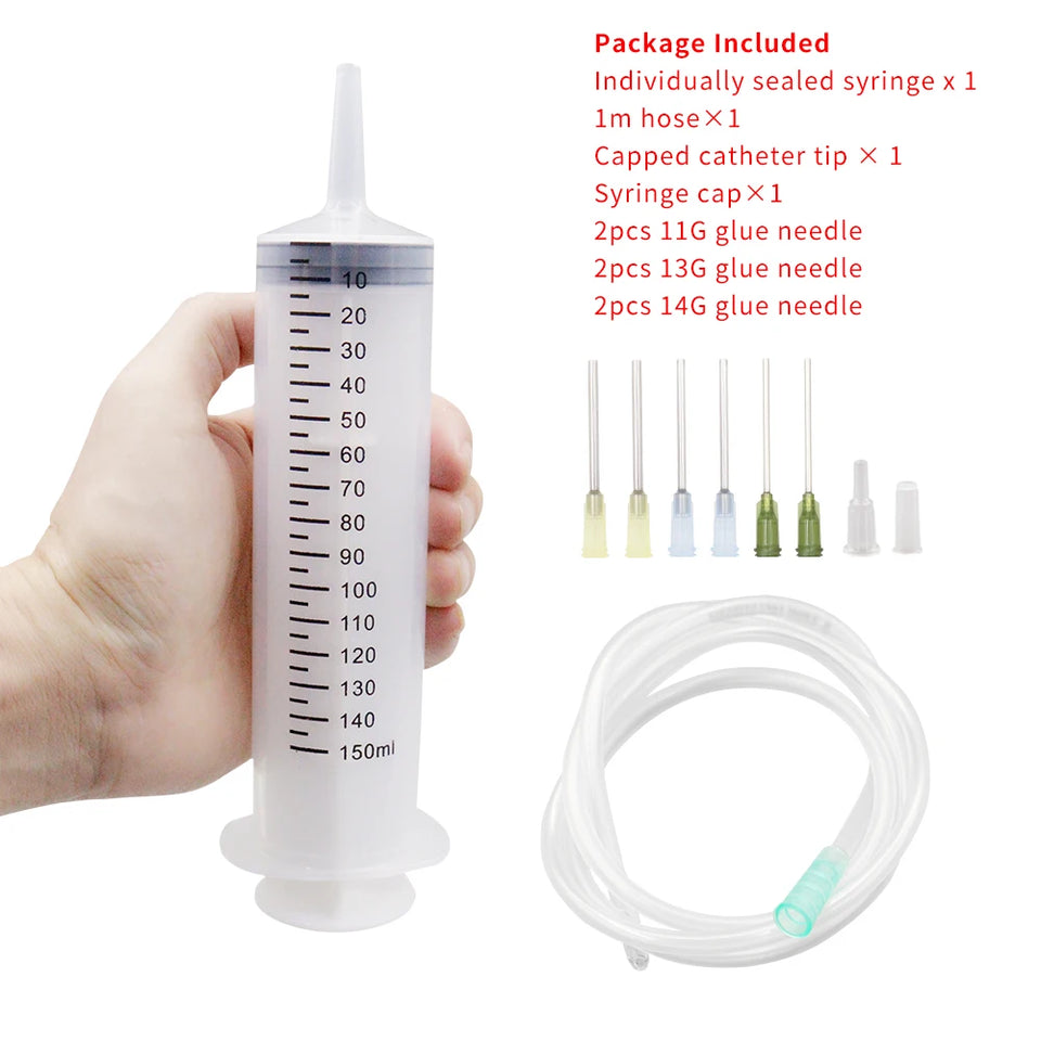 100-550ml Large Syringes With Tube for Liquid Plastic Syringes With Tip Cap for Glue Dispensing, Watering, Refilling, Feeding