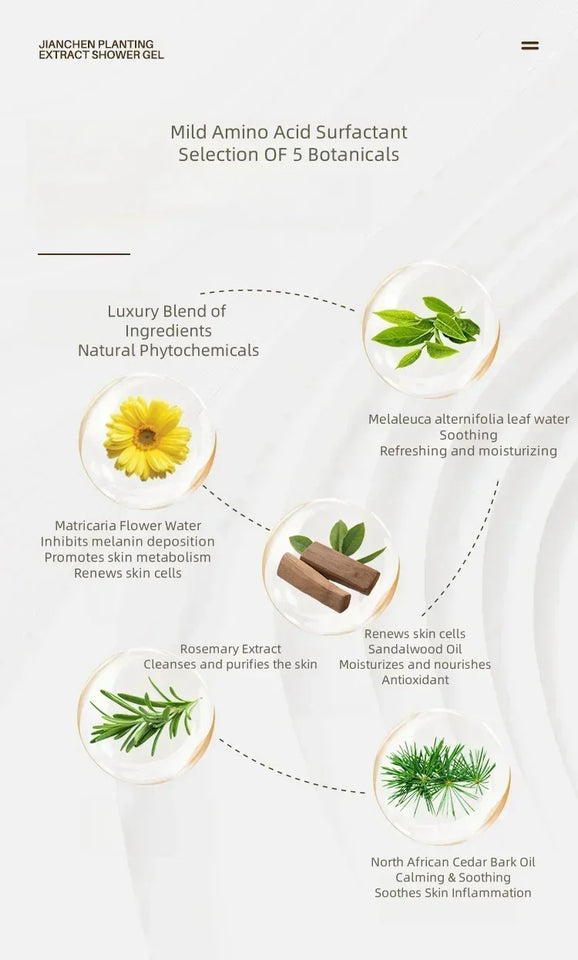 Body Elixir Shower Gel Protection Amino Acid Active Ingredients Rejuvenating Nourishing Zen Sandalwood Scent Mild Non-irritating