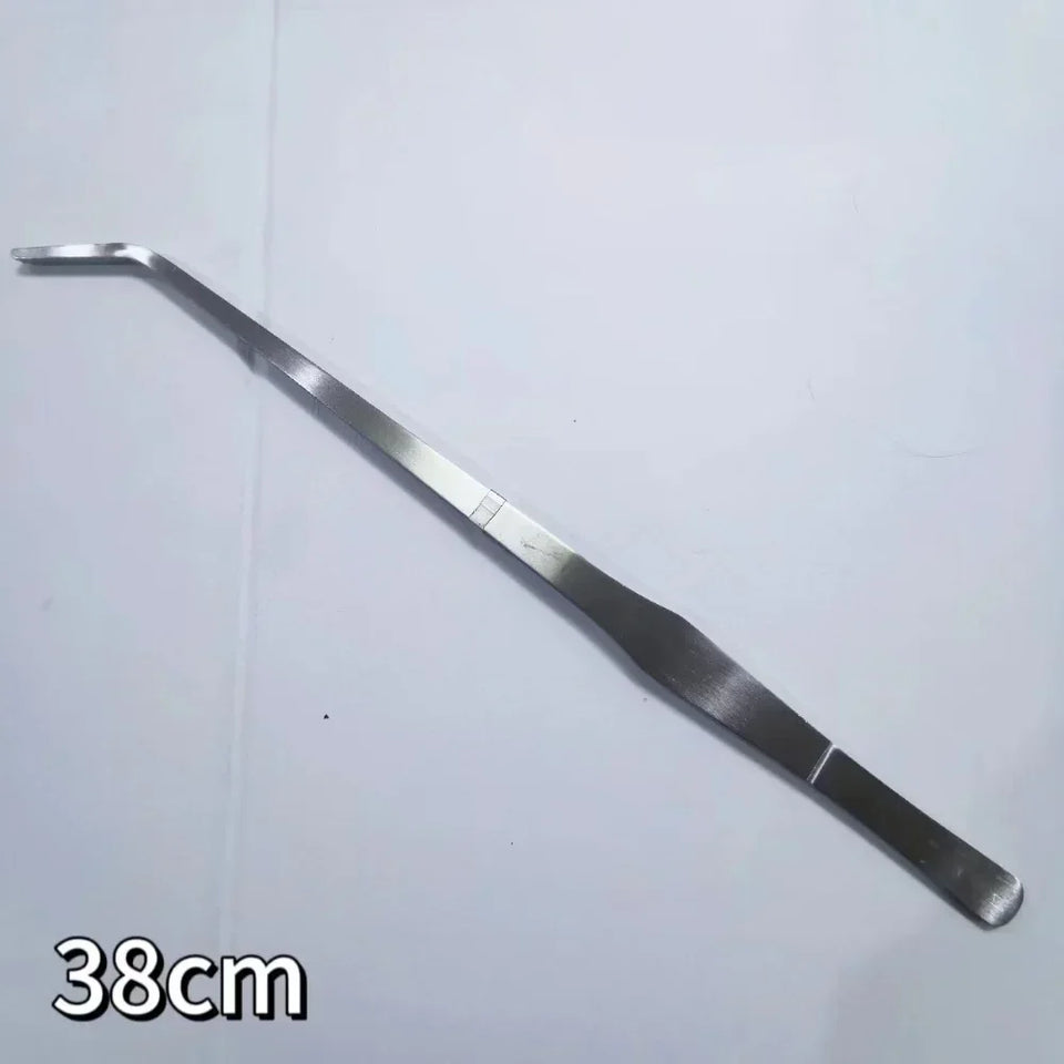 Stainless Steel Aquarium Tweezers Set (27/38/48cm) - Curved Aquascaping Tools for Plants & Feeding, Fish Tank Maintenance Kit
