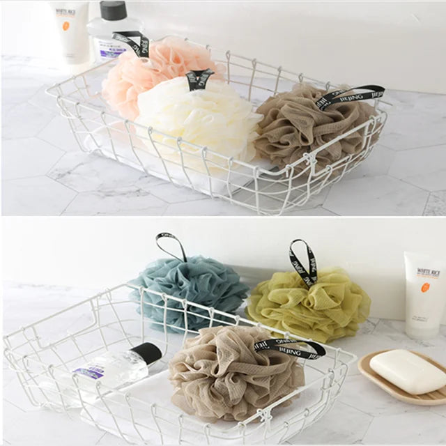 Colorful Mesh Pouf Shower Sponge With Loofah And Shower Ball Soft And Gentle On Skin Perfect For Bathing And Showering