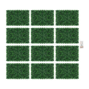 Pack of 12 Artificial Hedge Plant Fence Screen Green Wall Panels Decor Beautiful for Balcony Fence, UV Protection
