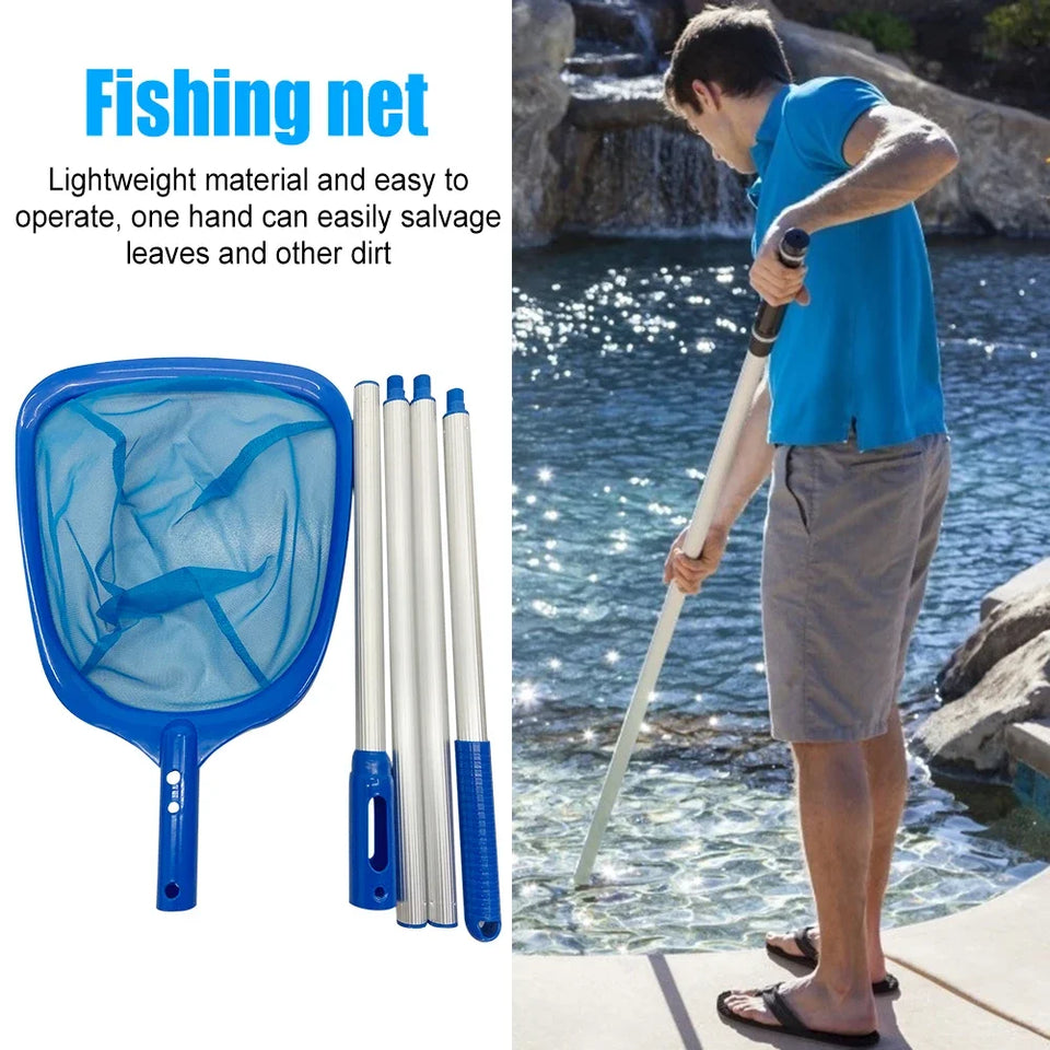 Fish Pond Skimmer Net Telescopic Pool Ponds Cleaning Net Detachable Durable Lightweight Multifunctional Debris Tools Accessories