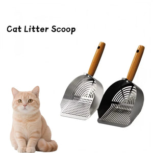 Cat Litter Shovel Pet Cleaning Tool carbon steel Wooden Handle Washable Kitten Litter Scoop Cats Toilet Cleaning Shovel Tool