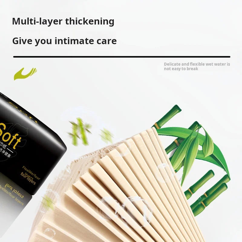 40 packs of four layer thick bamboo pulp natural color toilet paper napkins, 240 sheets of toilet paper for home use